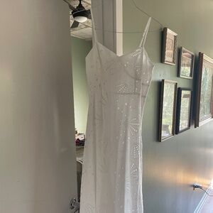 LOFT Eyelet A-Line Midi Dress